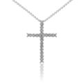 Girocollo in oro bianco 18 ct con croce con diamanti (ct 0.33) taglio brillante