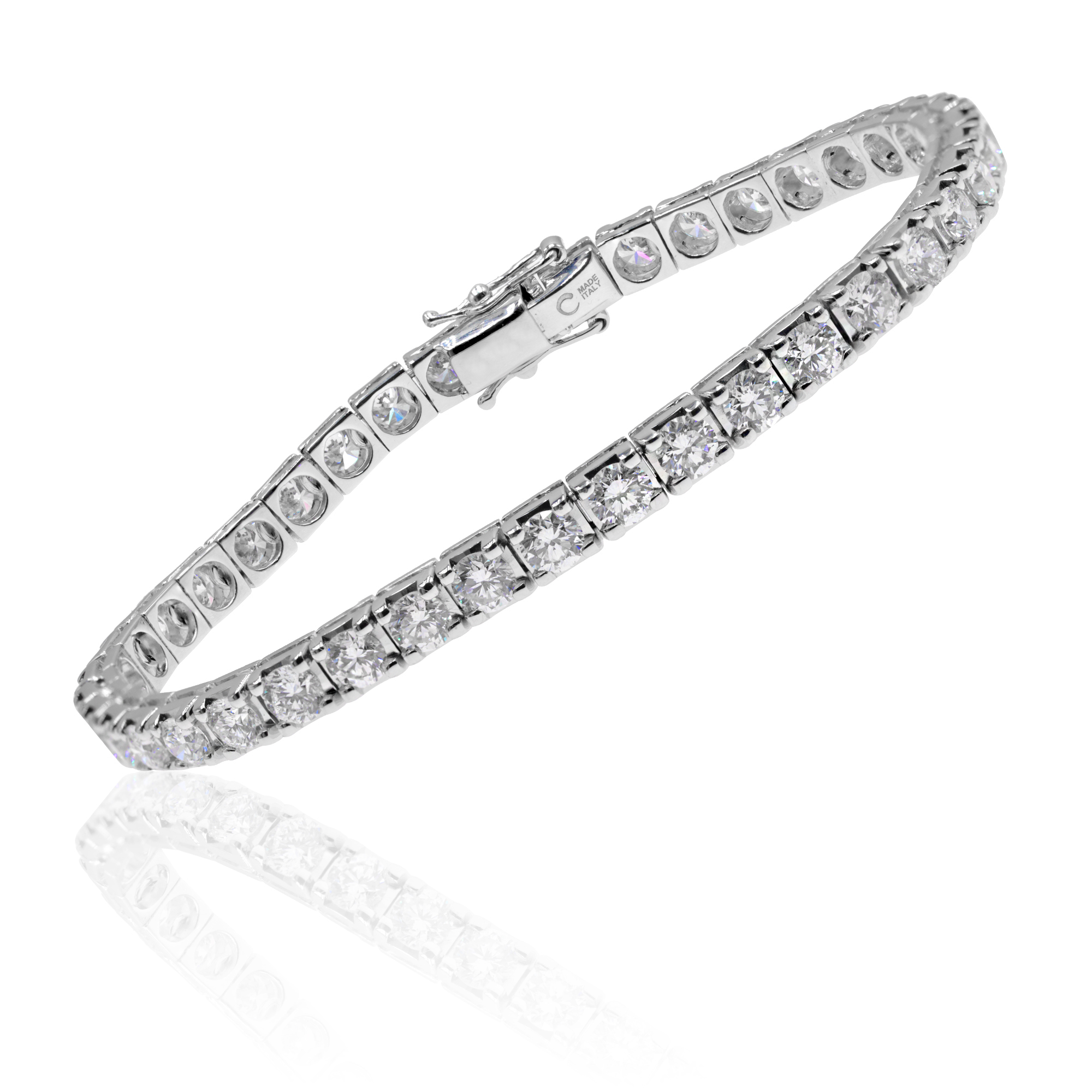 Bracciale tennis in oro bianco con diamanti taglio brillante (ct 4,90)