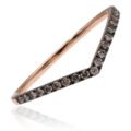 Fedina ad onda in oro rosa  18 ct con diamanti brown taglio brillante ( ct 0.16 )