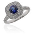 Anello in oro bianco con diamanti (ct 0,54) e zaffiro (ct 0,77)