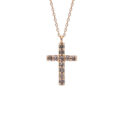 Girocollo con croce e diamanti brown (ct 0,17)