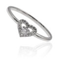 Anello in oro bianco 18 ct con cuore e diamanti taglio brillante (ct 0,11)
