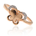 Anello in oro rosa 18 ct e farfalla con diamanti taglio brillante (ct 0,03)