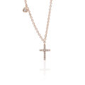 Girocollo in oro rosa con croce con diamanti (ct 0,10)