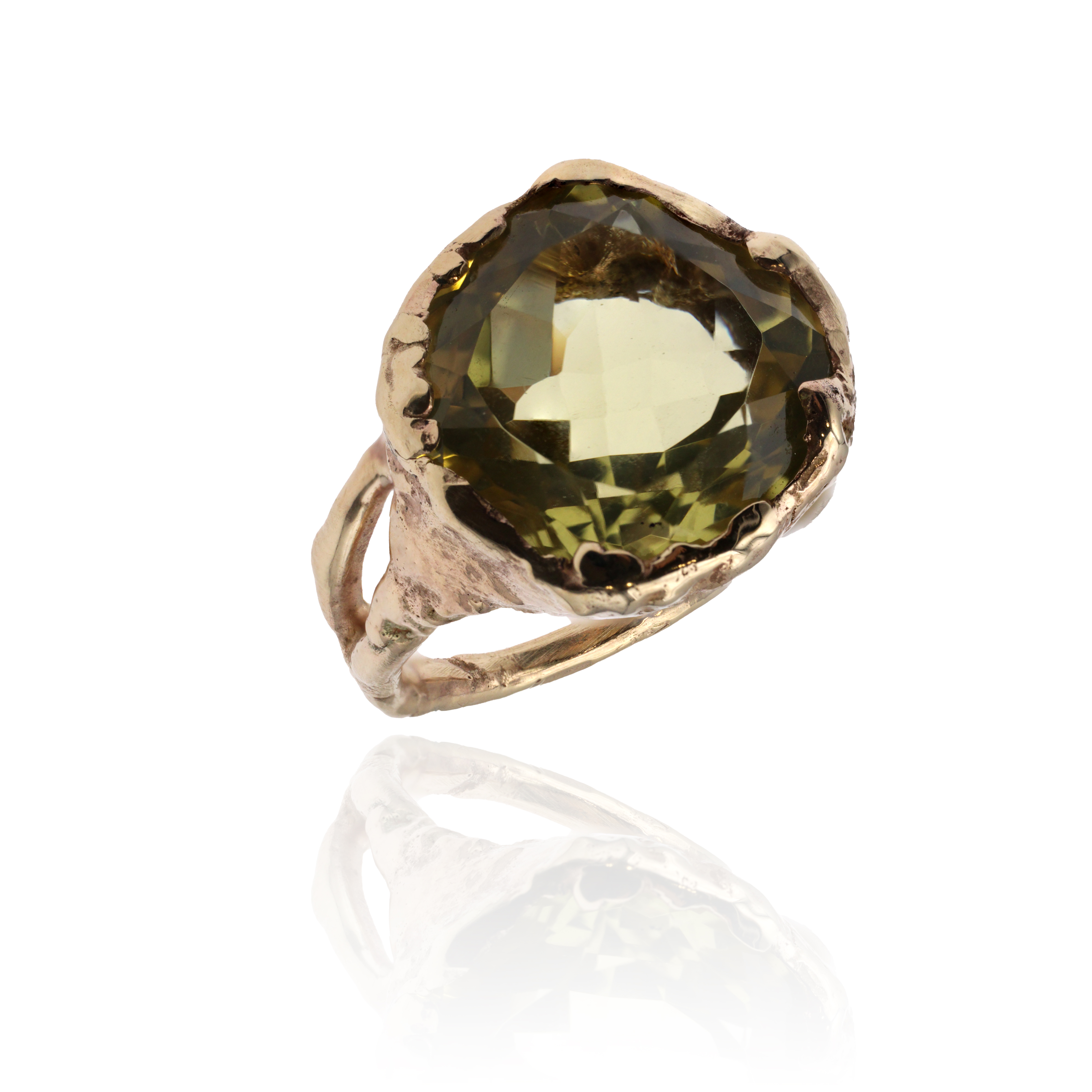 Anello in oro giallo 9kt con quarzo lemon