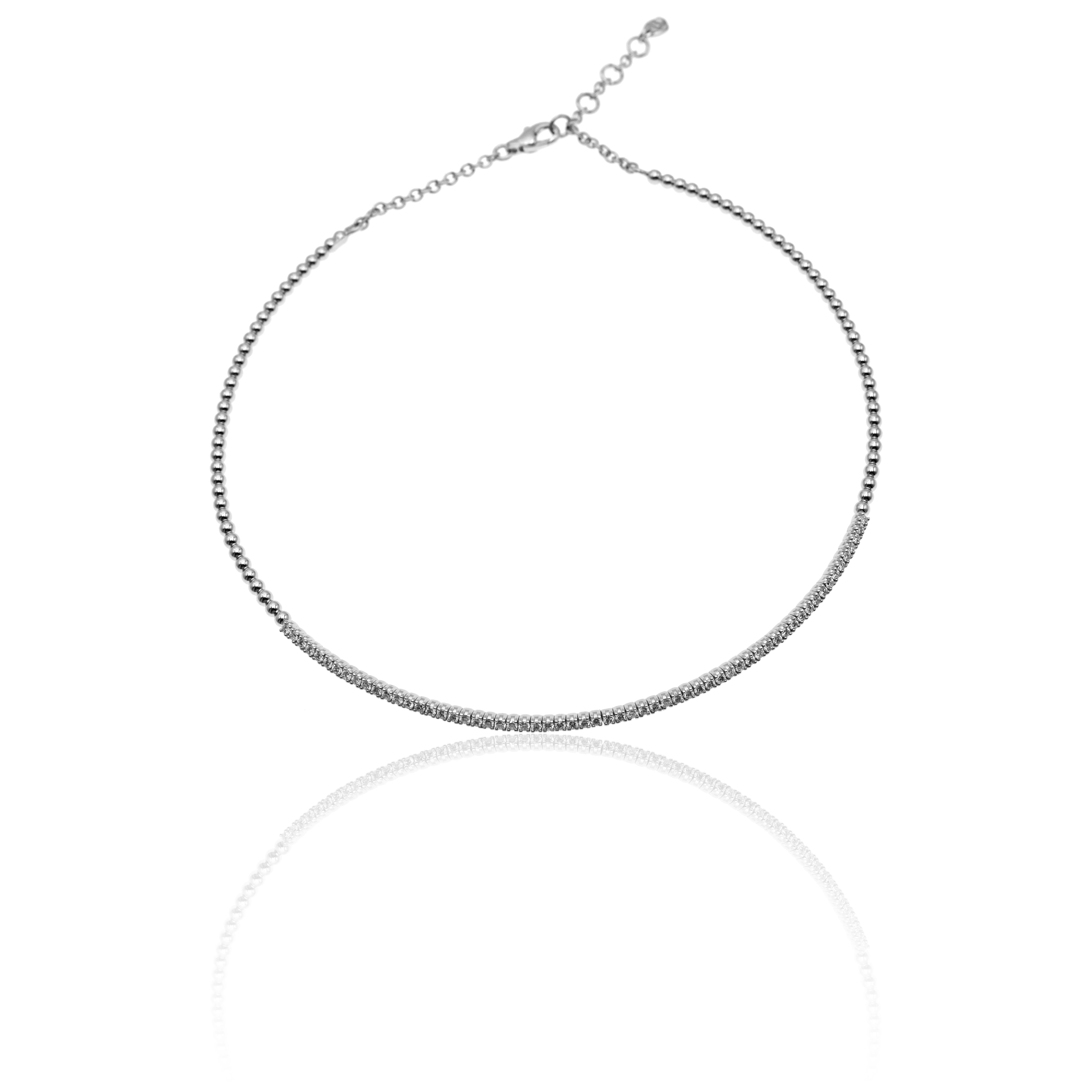 Girocollo rigido in oro bianco 18 ct con diamanti taglio brillante (ct 1,05)