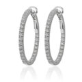Orecchini a cerchio in oro bianco con diamanti (ct 1,36) - diametro 3 cm