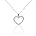 Girocollo in oro bianco e cuore centrale con diamanti taglio brillante (0,14 ct)