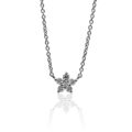 Girocollo in oro bianco e ciondolo fiore con diamanti (ct 0,10)