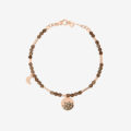 Bracciale Moon & Sun in oro rosa 9K con quarzo fumè, 8 diamanti brown e 1 ciondolo mini icon in oro rosa 9K (ct 0.083)