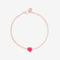 Bracciale Cuore in oro rosa 9K con 1 rubino sintetico (ct 0.6)