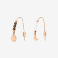 Orecchini pendenti Moon & Sun in oro rosa 9K con quarzo fumè e adularia