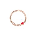 Anello con cuore in oro rosa e diamanti e smalto