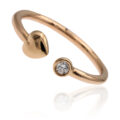 Anello aperto in oro rosa 18 ct con cuore e diamante taglio brillante (ct 0,05)