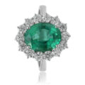 Anello in oro bianco 18K con smeraldo Zambia (ct 5,06) e diamanti (ct 1,63)