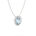 Girocollo in oro bianco con acquamarina (ct 0,65) e diamanti (ct 0,10)