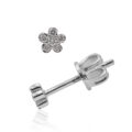 Orecchini fiorellino in oro bianco con diamanti (ct 0,07) - 3,5 mm