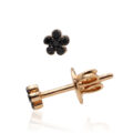 Orecchini fiorellino in oro rosa con diamanti neri (ct 0,08) - 3,5 mm