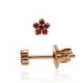 Orecchini fiorellino in oro rosa con rubini (ct 0,08) - 3,5 mm