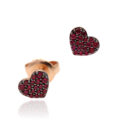 Orecchini a cuore in oro rosa con rubini (ct 0,17) - 5x6 mm