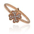 Anello in oro rosa 18 ct e quadrifoglio con diamanti taglio brillante (ct 0,09)