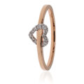 Anello con cuore in oro rosa 18 ct e diamanti taglio brillante ( ct 0,05 )