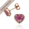 Orecchini in oro rosa con zaffiri rosa (ct 4,15) e diamanti (ct 0,42)