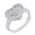 Anello fantasia cuore in oro bianco e diamanti (0,50 ct)