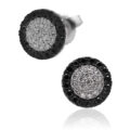 Orecchini dischetto con diamanti (ct 0.14) e diamanti neri (ct 0.24)