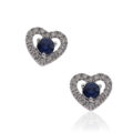Orecchini in oro bianco con zaffiri (ct 0,15) e diamanti (ct 0,09)
