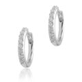 Orecchini ad anella in oro bianco con diamanti (ct 0,28) - 15 mm