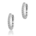 Orecchini ad anella in oro bianco con diamanti (ct 0,12) - 9 mm