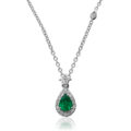 Girocollo in oro bianco con smeraldo (ct 0,26) e diamanti (ct 0,17)