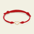Bracciale con cordino e cuore piccolo in oro rosa