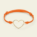Bracciale con cordino e cuore grande in oro giallo