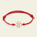 Bracciale con cordino e quadrifoglio in oro rosa