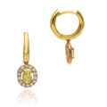 Orecchini in oro giallo con diamante Fancy (ct 0,46)  e diamanti (ct 0,34)