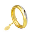 Fede "Eclissi" in oro giallo e bianco con diamante - 4,00 mm