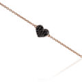 Bracciale in oro rosa con cuore e diamanti neri (ct 0,08)