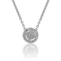 Ciondolo tondo con catenina in oro bianco con diamanti