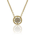 Ciondolo tondo con catenina in oro giallo con diamanti