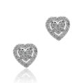 Orecchini cuori in oro bianco con diamanti