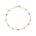 Bracciale in oro rosa con zaffiri rosa (0,40 ct) e diamanti (0,12 ct)