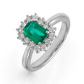 Anello in oro  bianco con smeraldo (ct 0.83) e diamanti (ct 0.35)