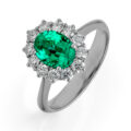 Anello in oro bianco con smeraldo (ct 1,31) e diamanti (ct 0,45)
