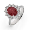 Anello in oro bianco con rubino (ct 2,66) e diamanti (ct 0,85)