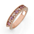 Fascia in oro rosa con zaffiri(ct 0.54) e diamanti (ct.0.09)