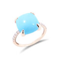 Anello in oro rosa con pasta di turchese e diamanti - mod. grande