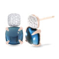 Orecchini in oro rosa con topazi blu london e diamanti