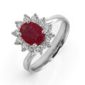 Anello in oro bianco con rubino (ct 1,11) e diamanti (ct 0,53)